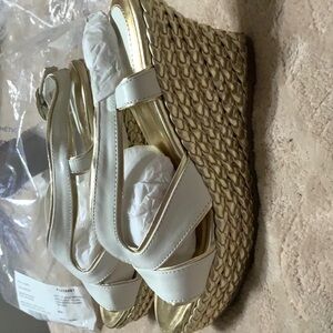 Elegant White Wedge Sandals